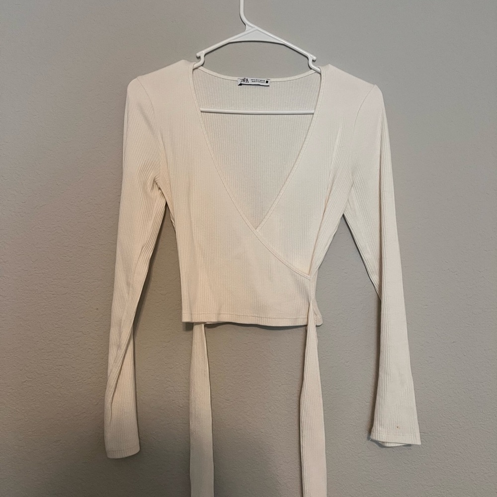 Zara white Wrap Top